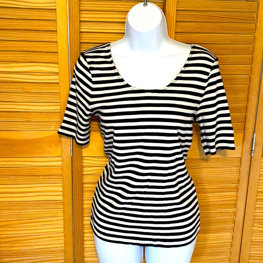 EUC Ralph Lauren Scoop Neck Striped Top Sz L